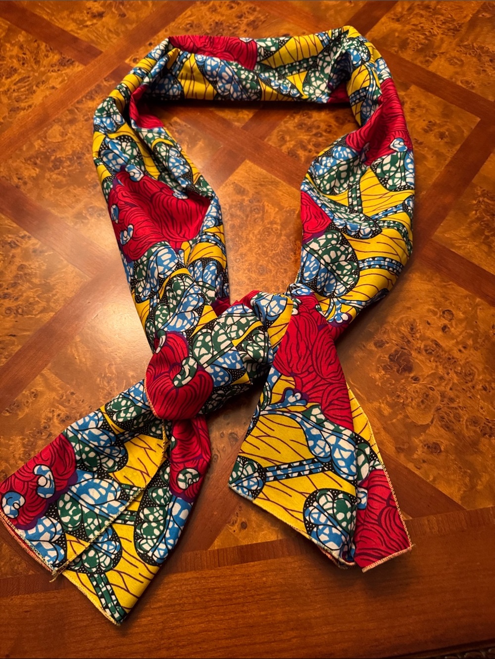 Vibrant Multicolor Women's Head or Neck Scarf - Red, Yellow & Blue